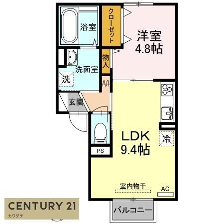 グレイスヴィラ南浜 B棟(1LDK/2階)の間取り写真