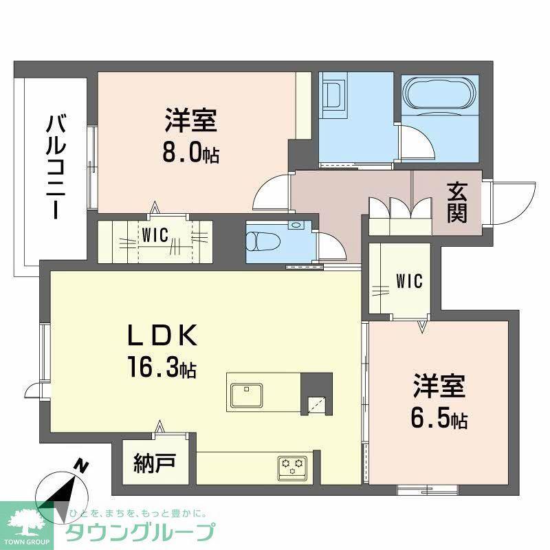 アンビエラ宝が丘(2LDK/1階)の間取り写真
