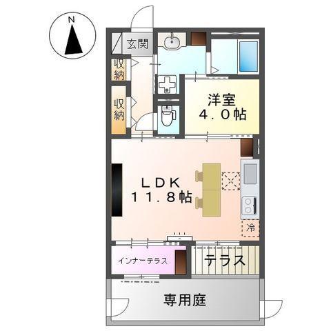 スイートモダン東宿郷3丁目マンション(1LDK/1階)の間取り写真