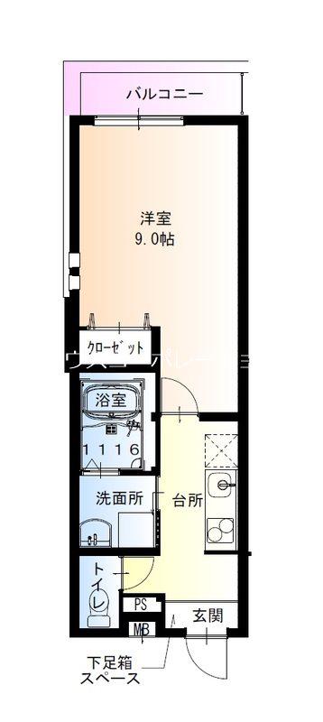 フジパレス阪急武庫之荘駅西3番館(1K/2階)の間取り写真