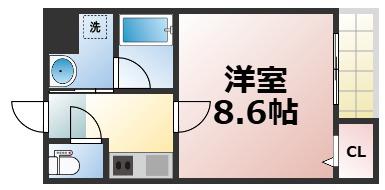 ソリティア桃谷(1K/3階)の間取り写真