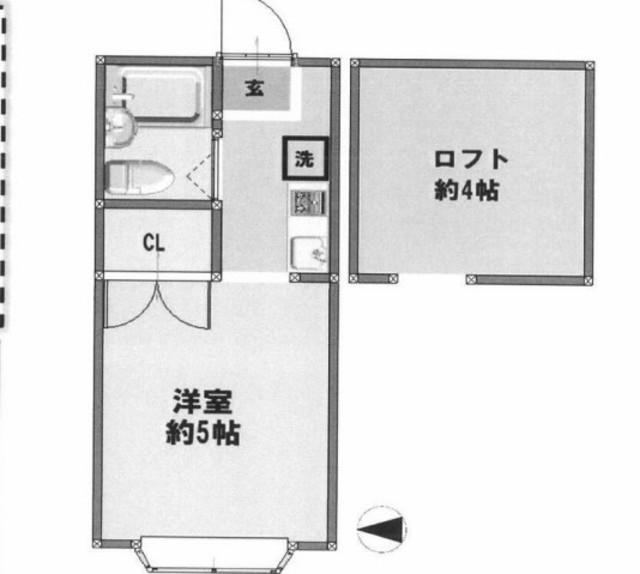 ヒルトップ若宮(1K/2階)の間取り写真