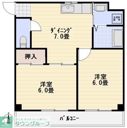 TAK3(2DK/2階)の間取り写真