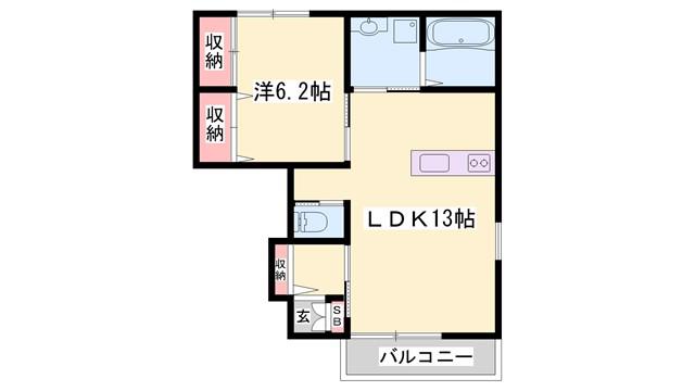 プレジール神爪(2LDK/1階)の間取り写真