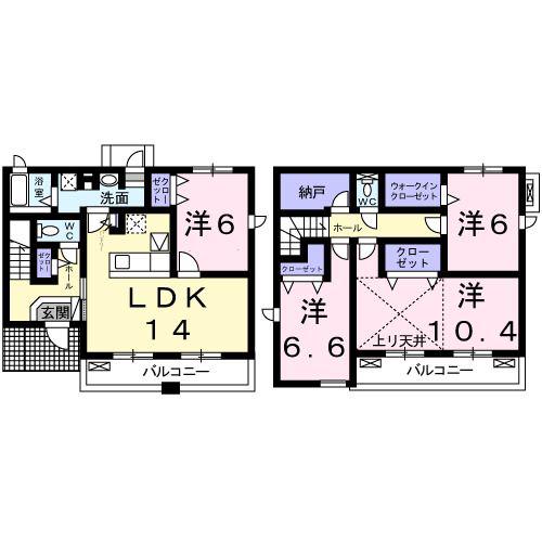 プレザント ハウス C(4LDK/1階)の間取り写真