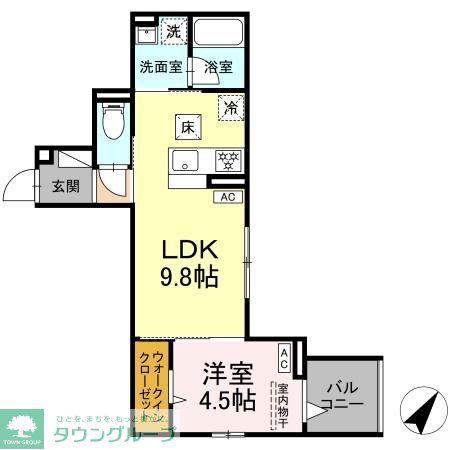 セレスティア綾瀬(1LDK/1階)の間取り写真