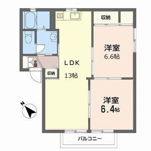 ヴィラ・ソレイユ(2LDK/2階)の間取り写真