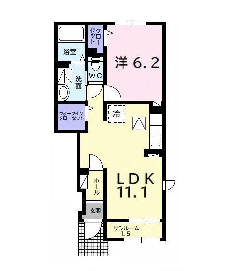 キャンディハウスII(1LDK/1階)の間取り写真