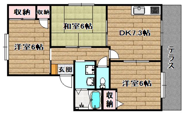 メゾンクレール(3DK/1階)の間取り写真