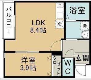 キャピタル三百人町A棟(1LDK/3階)の間取り写真