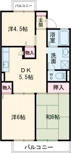 レスポワールI(3DK/2階)の間取り写真