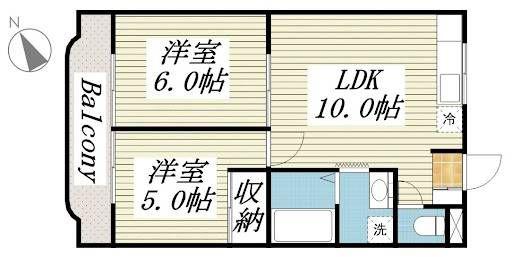 ガーデンハイム(2LDK/2階)の間取り写真