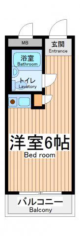 相模台ハウス(ワンルーム/2階)の間取り写真