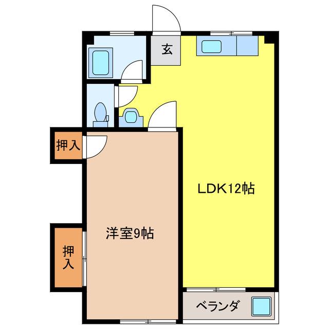 松の木マンション(1LDK/3階)の間取り写真