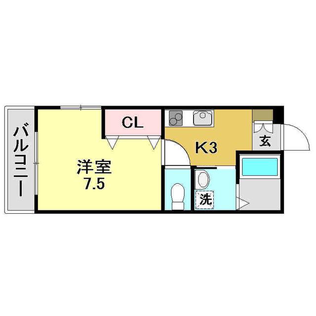 サンコート南はりまや(1K/2階)の間取り写真