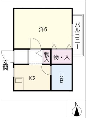 イカロス(1K/2階)の間取り写真
