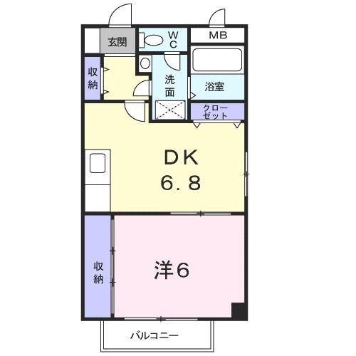 コンフォート岸和田(1DK/2階)の間取り写真
