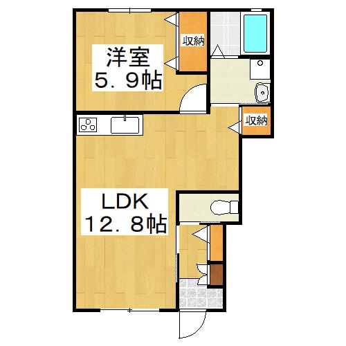 グランハイム(1LDK/1階)の間取り写真