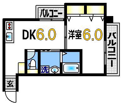 井原ビル(1DK/4階)の間取り写真