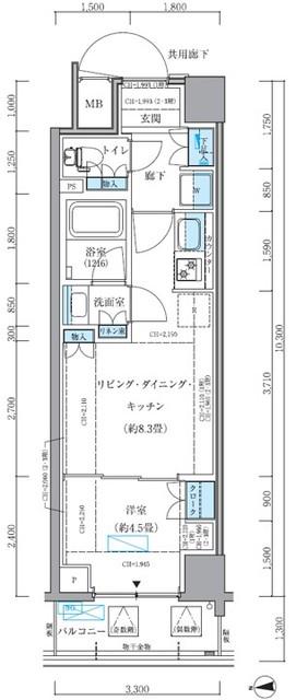 パークアクシス品川シーサイド(1LDK/2階)の間取り写真