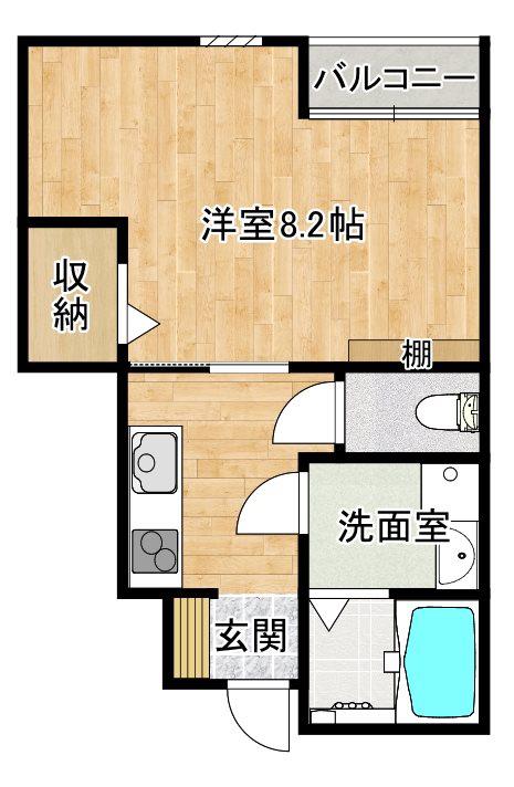 JR小浜線 東舞鶴駅 徒歩5分 2階建 築9年(1K/1階)の間取り写真