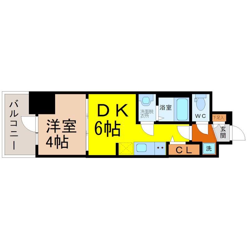プレサンス上前津オレシア(1DK/13階)の間取り写真