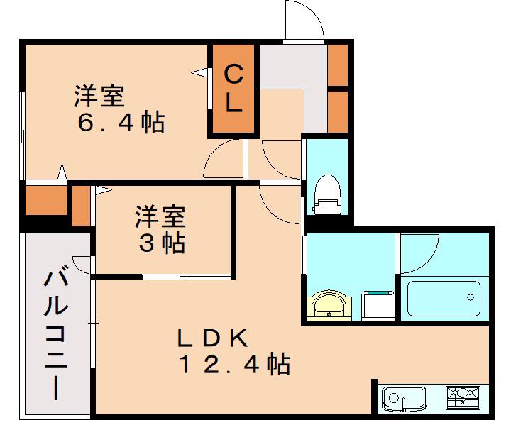 サニーサイド箱崎(2LDK/1階)の間取り写真