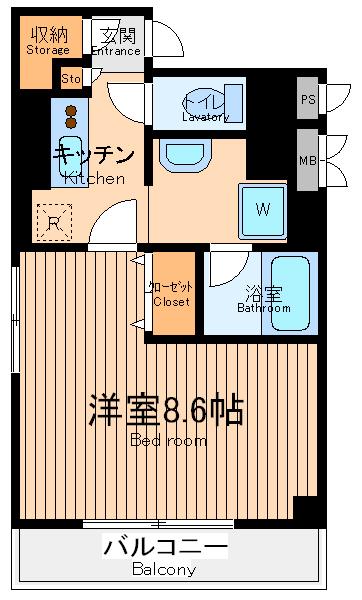 ヴィバーチェなみき(1K/8階)の間取り写真