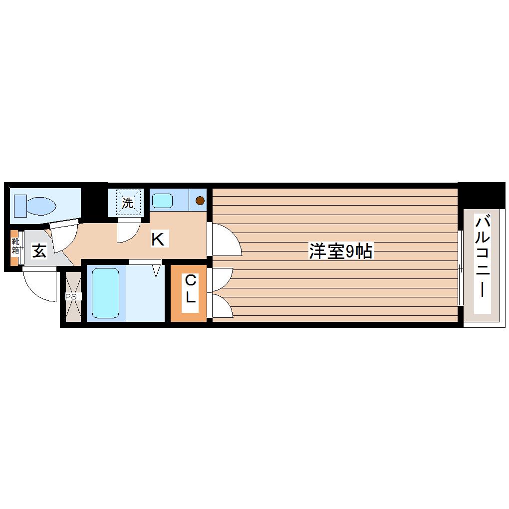 ウェルステージ木町通(1K/6階)の間取り写真