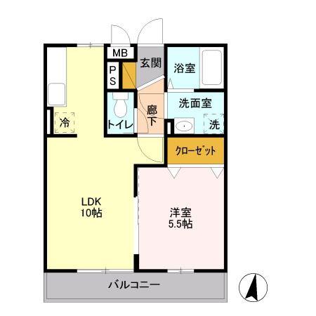 マレアガーデン新横浜A(1LDK/3階)の間取り写真