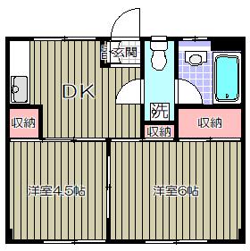 志貴ハイム(2K/1階)の間取り写真