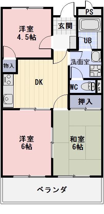 LIMPIAリリー(3DK/1階)の間取り写真