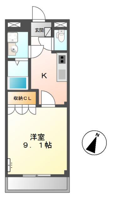 グラシアス蔵子(1K/1階)の間取り写真