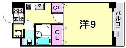 エストゥディオ甲子園口(1K/3階)の間取り写真