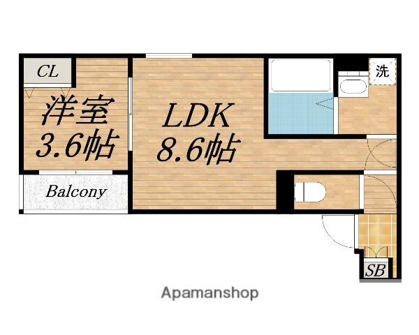 フォレなかもずサウス(1LDK/2階)の間取り写真