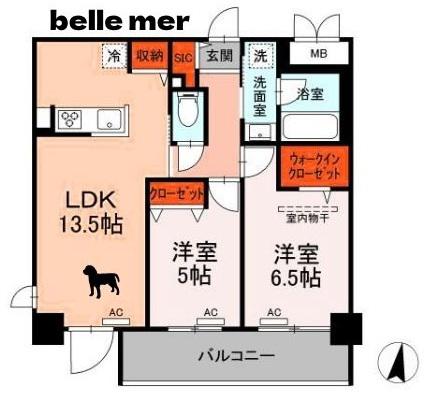 BELLE MER(2LDK/3階)の間取り写真