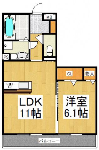 ヘリオスA(1LDK/3階)の間取り写真