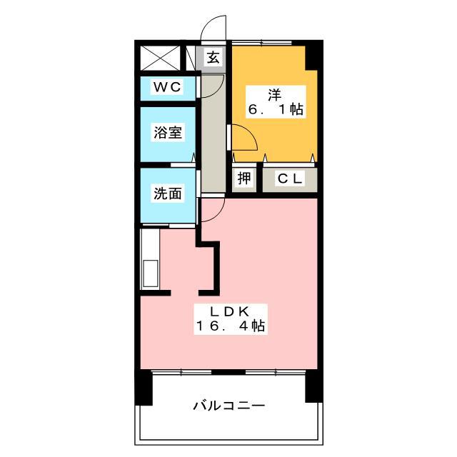 JR東海道本線 蒲原駅 徒歩18分 6階建 築13年(1LDK/4階)の間取り写真