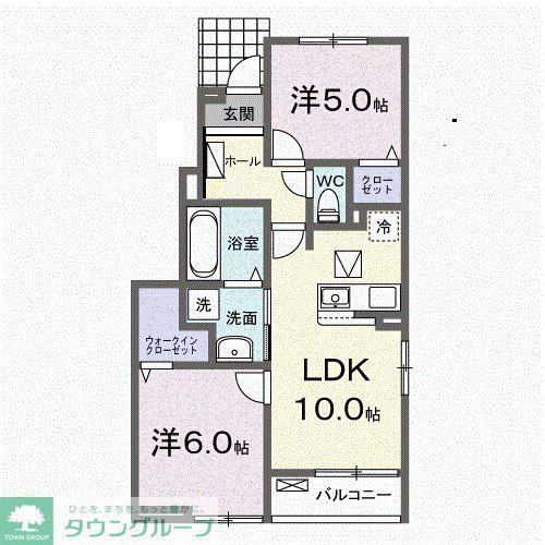 ラフェルム千歳烏山(2LDK/1階)の間取り写真