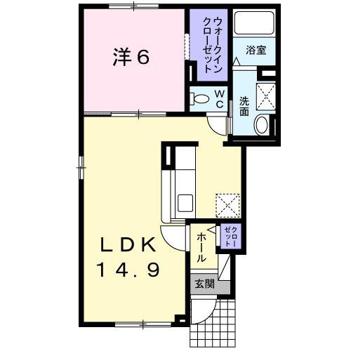 リバティ パー オン(1LDK/1階)の間取り写真