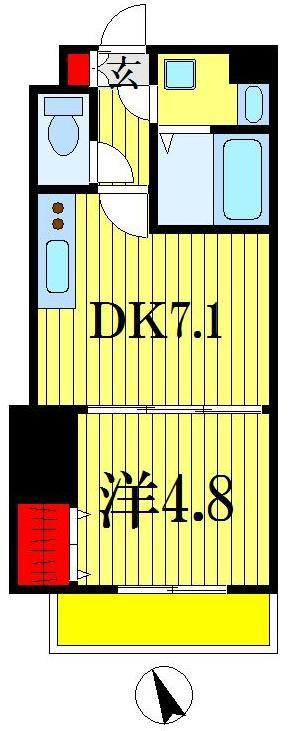 エスペラント(1DK/4階)の間取り写真
