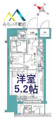ヴェルト横濱石川町II(1K/3階)の間取り写真