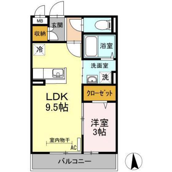 オレンジコート(1LDK/3階)の間取り写真