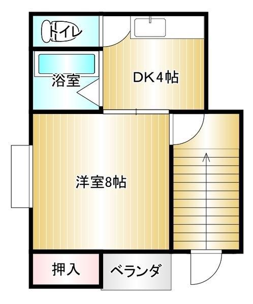 コーポOBSII(1DK/2階)の間取り写真