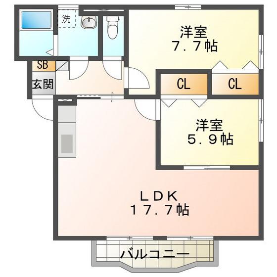 FIELD COURT(2LDK/1階)の間取り写真