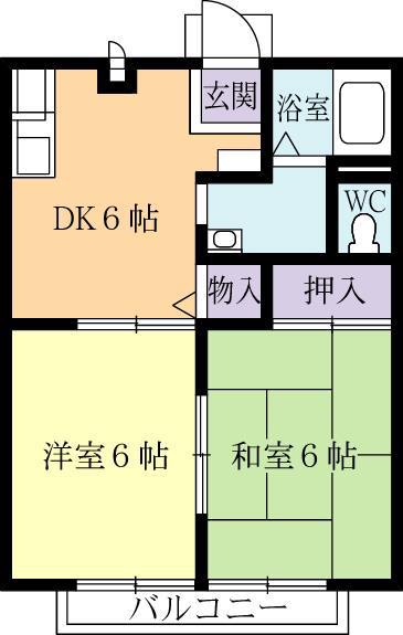 コーポラスヒロC(2DK/2階)の間取り写真