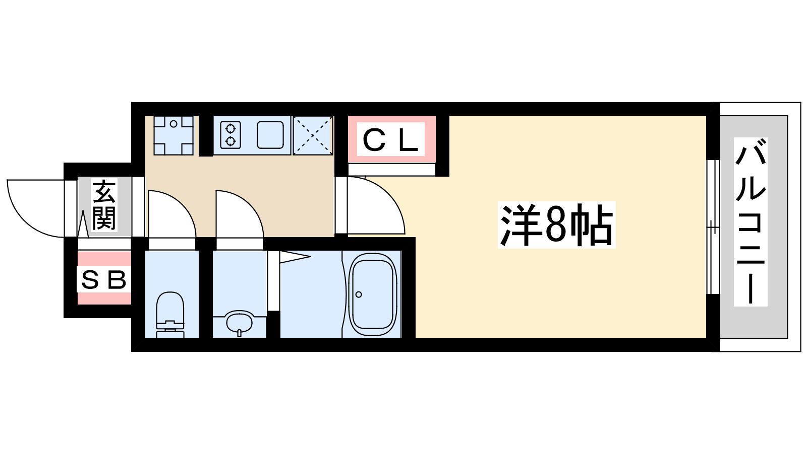 フェニックス新大阪(1K/13階)の間取り写真