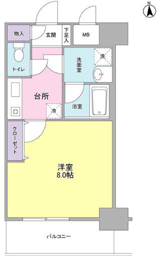 セレーノ品川(1K/7階)の間取り写真