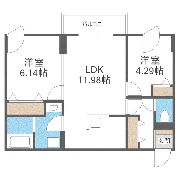 エフビル14(2LDK/2階)の間取り写真