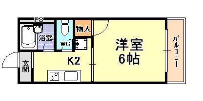 駿 親王塚ハイツ(1K/1階)の間取り写真